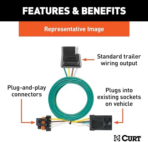 CURT 55316 Vehicle-Side Custom 4-Pin Trailer Wiring Harness for Select Ford F-Series, Cab and Chassis Pickup Trucks