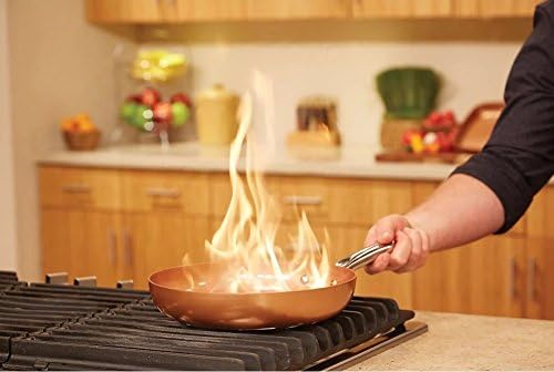 Copper Chef 10 Inch Round Frying Pan With Lid - Skillet with Ceramic Non Stick Coating. Perfect Cookware For Saute And Grill