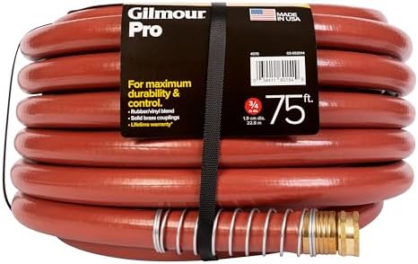 Gilmour Pro Commercial 3/4" x 75' Heavy Duty Water Hose, Durable and Kink Resistant 75 ft Garden Hose | 400 PSI burst strength