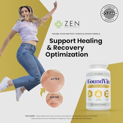 Zen Nutrients WoundVite Pre & Post Surgery Support, Scar & Wound Care, Scar Treatment, Plastic & General Surgery