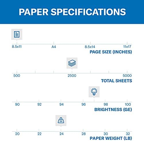 Hammermill Printer Paper, Premium Inkjet & Laser Paper 24 Lb, 8.5 x 11-1 Ream (500 Sheets) - 97 Bright, Made in the USA, 166140R