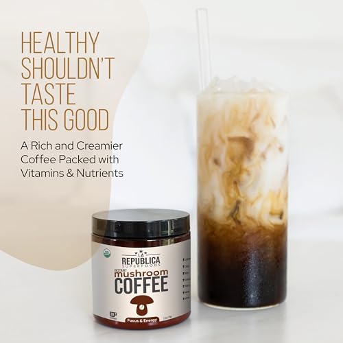 La Republica Organic Mushroom Coffee (30 Servings) Made with Full-Fruiting Bodies, Arabica Shade-Grown with Lion's Mane, Reishi, Chaga