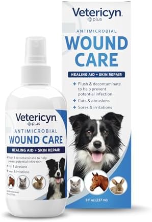 Vetericyn Plus Dog Wound Care Spray | Healing Aid and Skin Repair, Clean Wounds, Relieve Dog Skin Allergies, Safe for All Animals. 16 ounces
