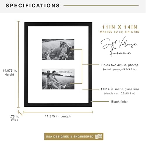 MCS East Village Picture Frame, 18x18 Matted to 12x12, Black, 2-Pack