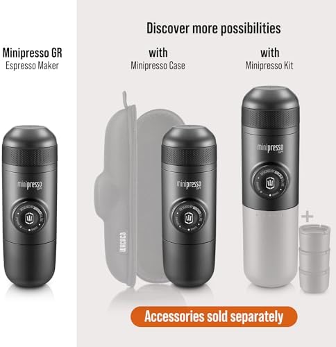 Wacaco Minipresso GR, Portable Espresso Machine, Compatible Ground Coffee, Hand Coffee Maker, Travel Gadgets, Manually Operated, Perfect for Camping, Hiking