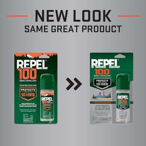 Repel 100 Insect Repellent, 1 Ounce, With DEET, 10-Hour Protection Long-Lasting Insect Repellent Travel Pump Spray Repels Mosquitoes, Ticks, Gnats, Biting Flies, Chiggers And Fleas