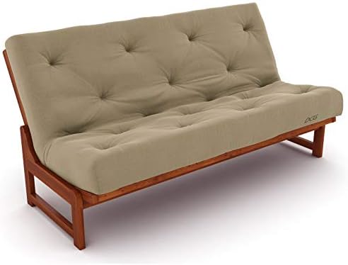 Nirvana Futons Plush, Comfortable 8-Inch Queen Futon Mattress, Khaki Twill - Made in USA
