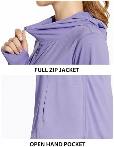 baleaf Women's Sun Protection Hoodie Jacket UPF 50+ Full Zip with Pocket
