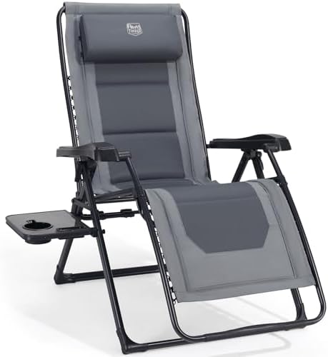 TIMBER RIDGE Zero Gravity polyester Chair Oversized Recliner 350lbs Capacity Patio Lounge Chair Padded Lawn Chair with Headrest XXL for Outdoor
