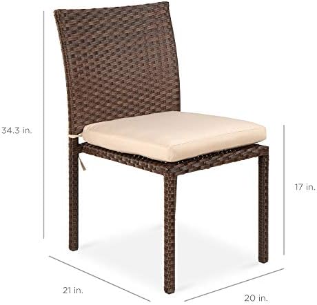 Best Choice Products Set of 4 Stackable Outdoor Patio Wicker Chairs w/Cushions, UV-Resistant Finish, and Steel Frame - Brown/Red