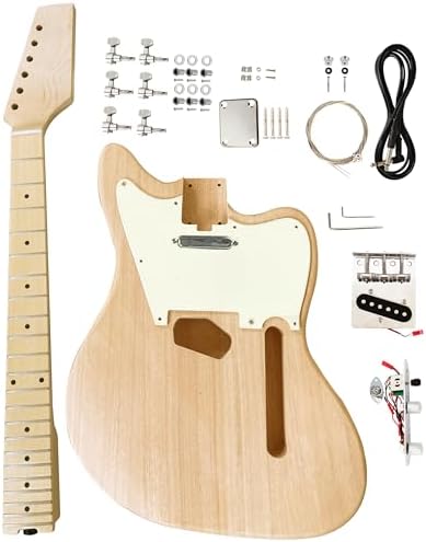 Electric Guitar Kit,Mahogany Body and Maple Neck,Maple Fretboard,Uncut DIY Guitar Kit Diy Build Your Own,Electric Guitars Unfinished
