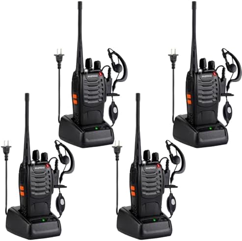 Baofeng Walkie Talkies 888S Rechargeable Long Range with Earpieces for Adults, 16 Channel Professional Radio Handheld Two Way Radios Li-ion Battery and Charger Included (10pack with 10earpiece)