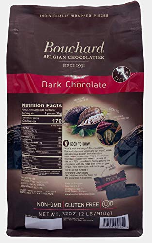 Bouchard Premium Belgian Dark Chocolate with 72% Cacao | Individually Wrapped Pieces (2 LB)