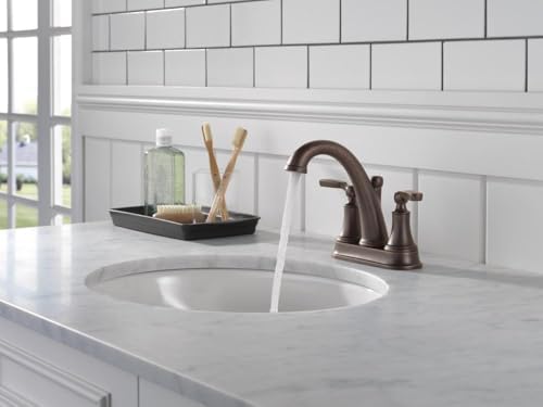 Delta Faucet Woodhurst Centerset Bathroom Faucet, Oil Rubbed Bronze 2-Handle Bathroom Faucet, Delta Bathroom Sink Faucet