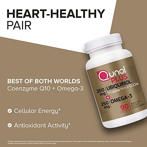 Qunol Ubiquinol 200mg + Omega-3 250mg, Extra Strength Antioxidant, 90ct | #1 Cardiologist Recommended Supplement for Heart Health