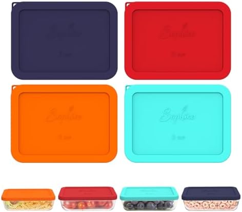 SOPHICO 3 Cup Rectangle Silicone Replacement Lids for Pyrex 7210-PC Glass