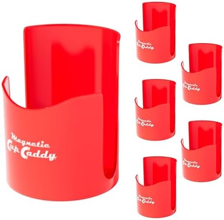 Master Magnetics Magnetic Cup Holder - Caddy for Bottles, Glasses, and Cans - Fits on Fridge, Lawnmower, Forklift, Cart, or Ladder - Heavy-Duty Magnet