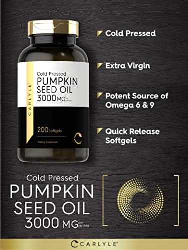 Carlyle Pumpkin Seed Oil Capsules | 3000mg | 200 Softgels | Essential Fatty Acids | Cold Pressed Dietary Supplement | Non-GMO and Gluten Free Formula