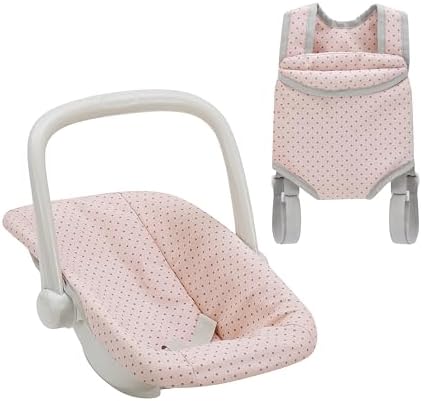 Olivia's Little World Doll Jogging-Style Stroller with Canopy, Storage Underneath, Pink and Cream and Gray | Canopy, Storage Underneath