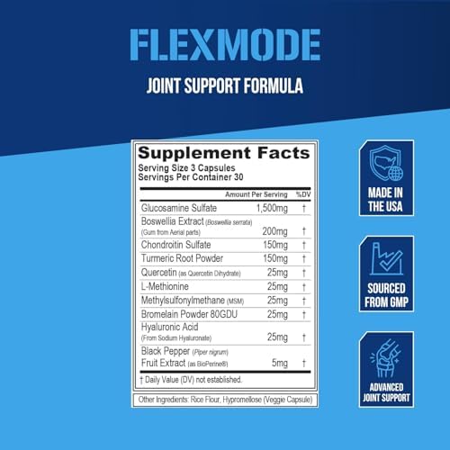 EVL FlexMode Joint Support with Glucosamine & Chondroitin - 30 Servings | Advanced joint formula with MSM