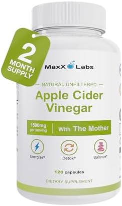 Apple Cider Vinegar Capsules with The Mother 1500 Mg, 60 Day Supply | ACV Pills to Helps Improve Energy, Support Efforts to Improve Immunity and Digestion - Non GMO, High Potency by MaxX Labs