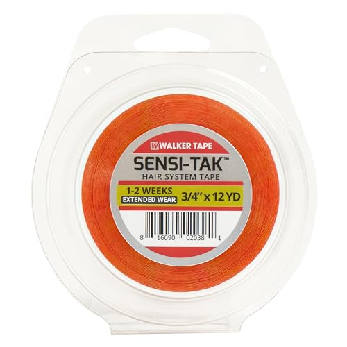 Walker Tape Sensi-Tak Secure Hairpiece Roll 1" x 12 Yards, Extended Wear Wig Tape Double Sided Ultra Hold for Poly Systems, Clear Lace Wig Adhesive for Lace Front Wigs Human Hair and Toupee Adhesives