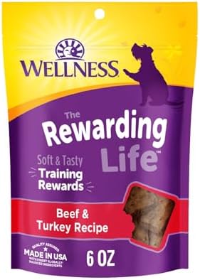 Wellness Rewarding Life Soft Dog Training Treats, Natural, Grain Free, Lamb and Salmon Recipe, 6 oz Bag