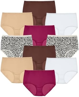 Comfort Choice Plus Size Full Coverage Nylon Brief 10-Pack