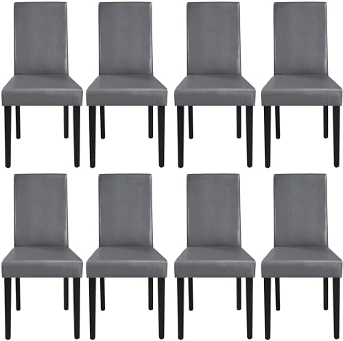 Yaheetech Dining Chairs Set of 8 Upholstered Kitchen Chairs Dark Brown