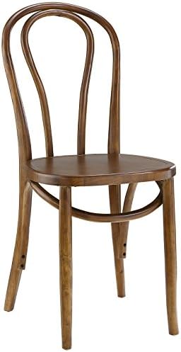 Modway Eon Natural Elm Wood Kitchen and Dining Room Chair in Black - Fully Assembled