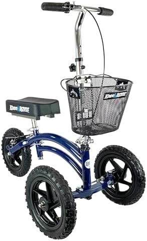KneeRover Original Steerable All Terrain Knee Scooter – Heavy Duty Foldable Knee Walker & Mobility Aid for Adults with Adjustable Handlebar and Large Wheels (Blue) | For Adults for Foot Surgery, Heavy Duty Knee Walker for Broken Ankle Foot Injuries Recov…