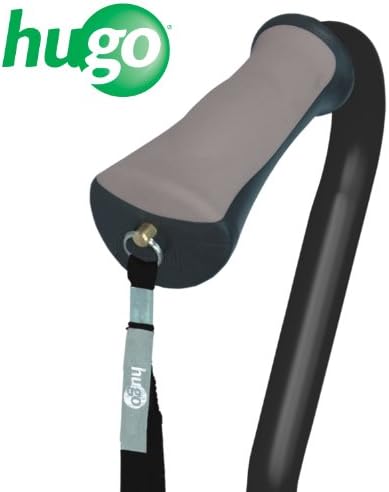 Hugo Mobility Adjustable Offset Quadpod Cane with Stable Tip, Smoke | Offset Quadpod Cane Features an Ultra Stable Tip for Confident, Everyday Walking Support and Balance