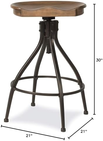 Hillsdale Worland Metal Backless Adjustable Height Stool