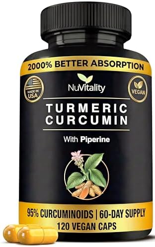 Turmeric Curcumin with Black Pepper Extract (Piperine) - 95% Curcuminoids Turmeric Supplement for Joint & Healthy Inflammation Support – Ultra