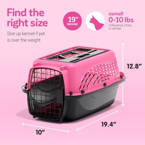 Petmate 2-Door Dog, Puppies & Cat Kennel, 19", White | Top & Front Loading, Made in USA, Extra Small