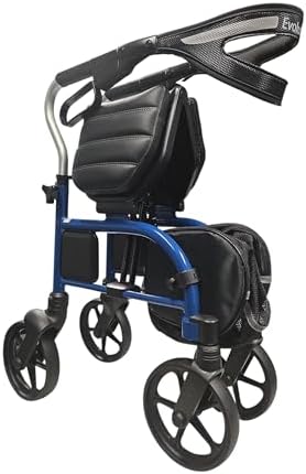 Evolution Trillium Lightweight Walker Rollator with Seat, Wheels, Brakes for Indoor, Outdoor Mobility, Regular Blue