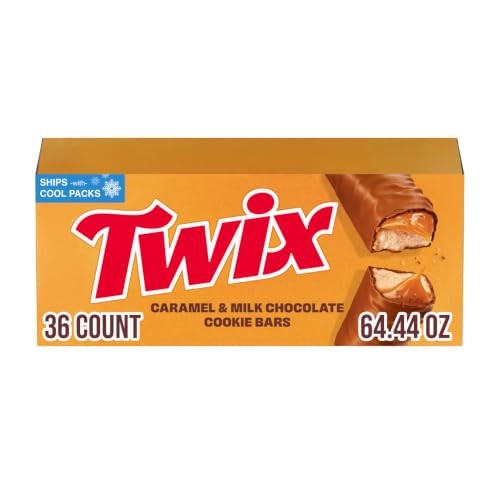 TWIX Full Size Milk Chocolate Caramel Cookie Candy Bars, Bulk, 36 ct | Crunchy cookie and chewy caramel in full size bars individually wrapped, for party favors, sharing, movie nights, gift box