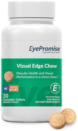 EyePromise Vizual Edge Eye Supplements, 30 Chewable Tablets, Citrus Flavor | Eye Vitamins for Macular Support & Enhanced Visual Performance with Zinc, Lutein and Zeaxanthin (Packaging May Vary)