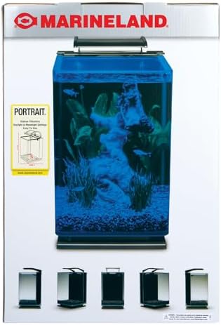 Marineland Portrait Glass LED Aquarium Kit, 5 Gallons, Hidden Filtration,Black