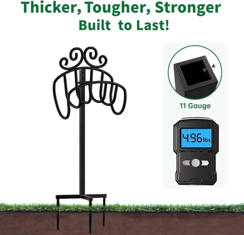 AMAGABELI GARDEN & HOME Hose Holder for Outside Freestanding 150 Feet Christmas Gift Heavy Duty Metal Detachable Rustproof Hose Stand Hanger