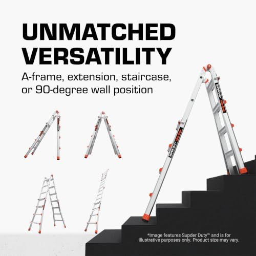 Little Giant Super Duty, 22 ft Multi-Position Ladder, 10403 | Aluminum Multi-Position Ladder, Type IAA 375 lbs. Weight Rating