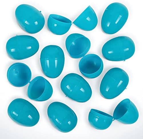 100 Pack of Teal Bulk Hinged Easter Eggs in Poly Bag Fillable for Easter Egg Hunt and Tossing Gifts 2-1/3"