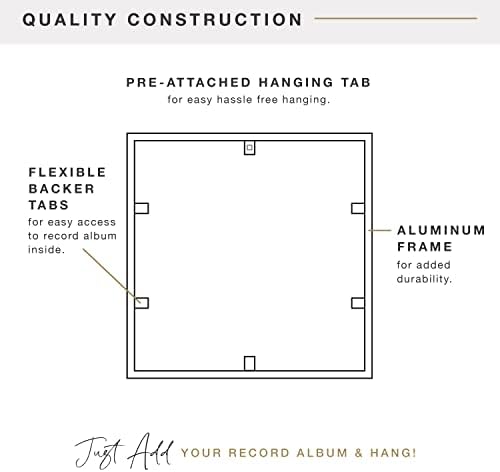MCS Gallery Record Album Frame, 6-Pack (12.5"x12.5") Black Anodized Aluminum - LP Vinyl Jacket Display, Transparent Back, Styrene Protection