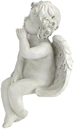 Design Toscano JE101261 Angel of Meditation Shelf Sitting Statue, 13 Inch, Polyresin, Antique Stone