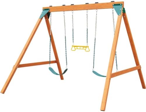 Swing-N-Slide PB 8360 Ranger Wooden Swing Set with Swings, Brown (Amazon Exclusive)