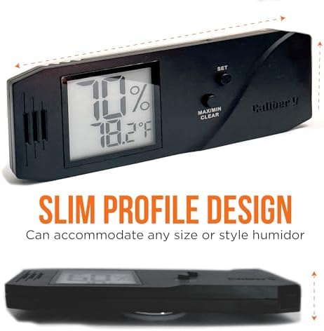 Oasis Caliber V Digital Hygrometer and Thermometer - Slim Hygrometer & Thermometer w/Digital Humidity Sensor Gauge for Precise Readings