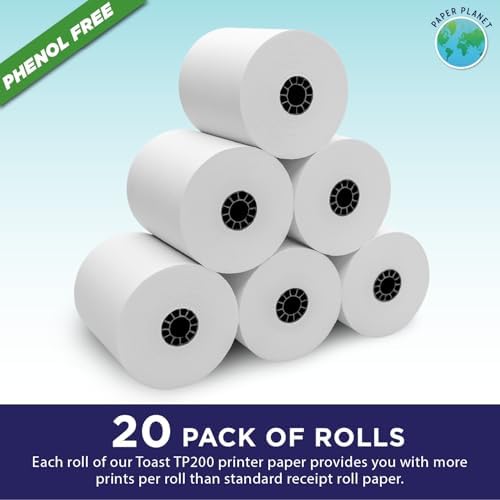 PaperPlanet Thermal Paper for Toast TP200 Printer | 20 Rolls | Thermal Receipt Paper, Compatible with Toast TP200 Printer
