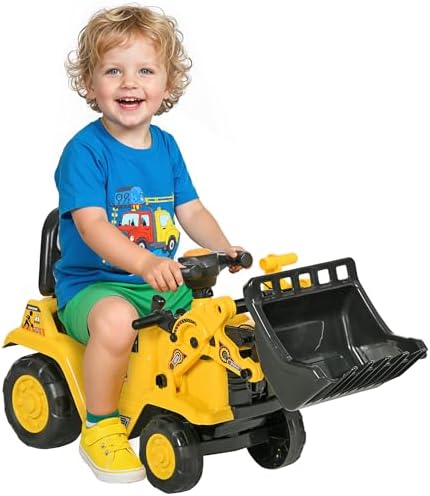 HOMCOM Ride On Excavator Ride On Bulldozer with Horn, Under Seat Storage