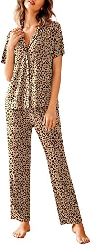 Avidlove Women Pajamas Set Notch Collar Soft Sleepwear Pjs Short Sleeve Button Down Nightwear with Long Pants