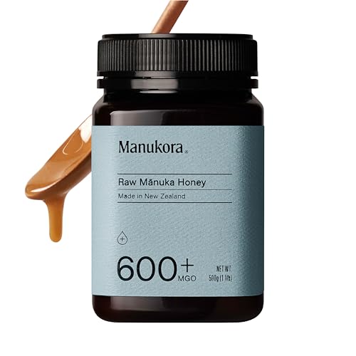 Manukora Raw Manuka Honey MGO 600+ New Zealand Non-GMO Immune Support 250g | B-Corp Certified, monofloral, 3rd party tested, glyphosate residue-free, traceable hive-to-hand, now in glass